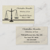 Scales de justice Avocat Carte de visite (Devant / Derrière)