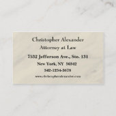 Scales de justice Avocat Carte de visite (Dos)