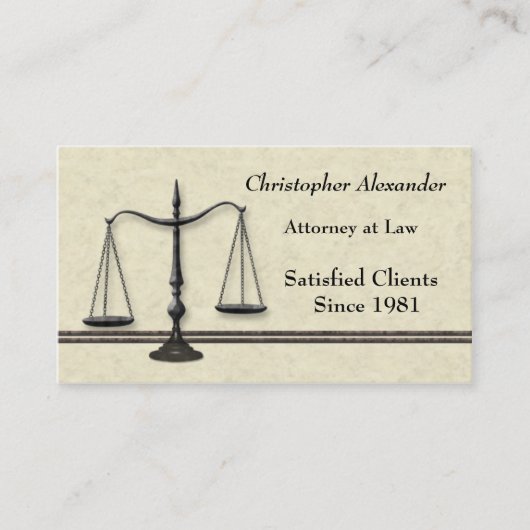 Scales de justice Avocat Carte de visite (Devant)