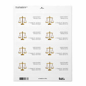 Scales de justice Étiquette de droit (Feuille entière)