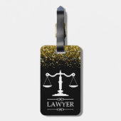 Scales of Justice Bagagelabel met tekst op achterz (Achterkant verticaal)