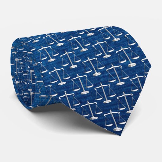 Scales of Justice Pattern | Blauw Stropdas (Opgerold)