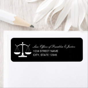Scales of Justice Retouradres Etiket