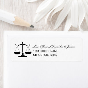 Scales of Justice Retouradres Etiket