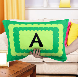 Scallop alfabet monogram geschulpte ontwerp groen kussen