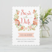 Scallop Edge Floral Save the Date (Staand voorkant)