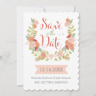 Scallop Edge Floral Save the Date