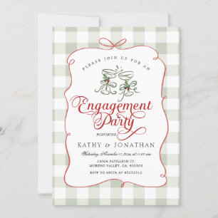 Scallop Edge handgetekende Gingham Engagement Part Kaart