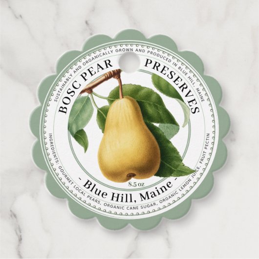 Scallop Elegant Pear PReserves Gift Label Bleek Gr (Voorkant)