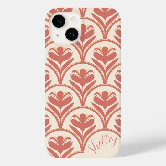 Scallop Patroon Terracotta Ivory Iphone Case (Achterkant)