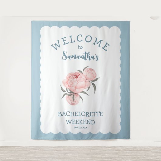 Scallop rand Bloem Roze Bachelorette Wandkleed (Voorkant)