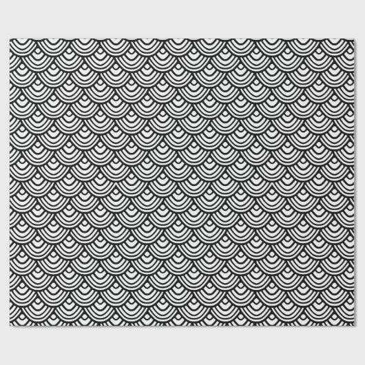Scallop Scale Pattern Black en White Classy Cadeaupapier (Vlak)