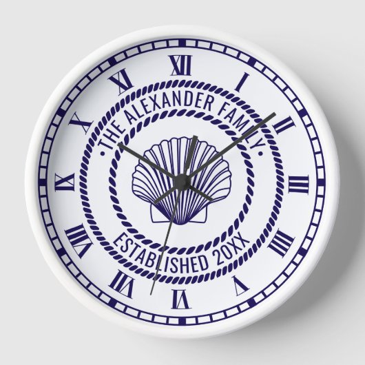 Scallop Shell #3 Familienaam Datum Estd Touw Lijst (Voorkant)
