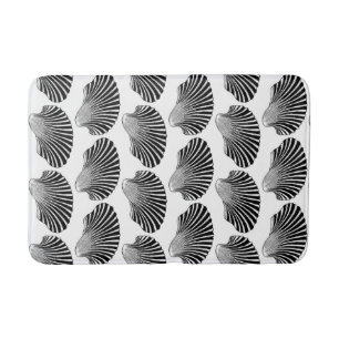 Scallop Shell Block Print, Black and White Badmat