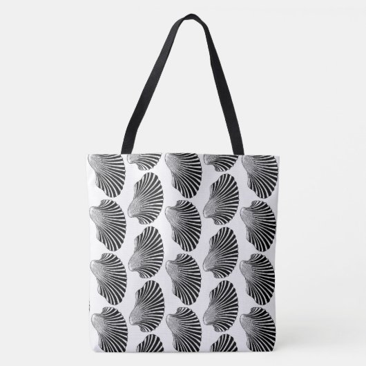 Scallop Shell Block Print, Black and White Draagtas (Voorkant)
