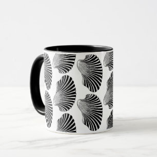 Scallop Shell Block Print, Black and White Mok