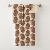 Scallop Shell Block Print, Brown and Beige Bad Handdoek (Insitu)