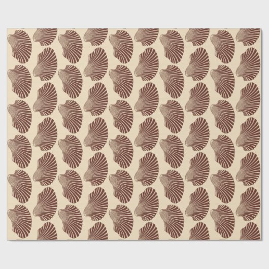 Scallop Shell Block Print, Brown and Beige Cadeaupapier (Vlak)