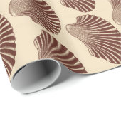 Scallop Shell Block Print, Brown and Beige Cadeaupapier (Rol Hoek)