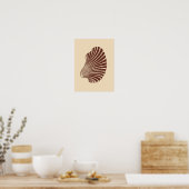 Scallop Shell Block Print, Brown and Beige Poster (Keuken)