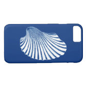 Scallop Shell Block Print, Cobalt Blue en White Case-Mate iPhone Case (Achterkant (Horizontaal))