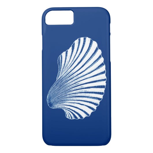 Scallop Shell Block Print, Cobalt Blue en White Case-Mate iPhone Case (Achterkant)