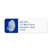Scallop Shell Block Print, Cobalt Blue en White Etiket (Voorkant)