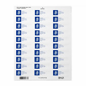 Scallop Shell Block Print, Cobalt Blue en White Etiket (Full Sheet)