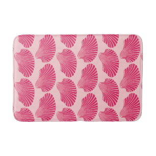 Scallop Shell Block Print, Fuchsia and Bleek Pink Badmat