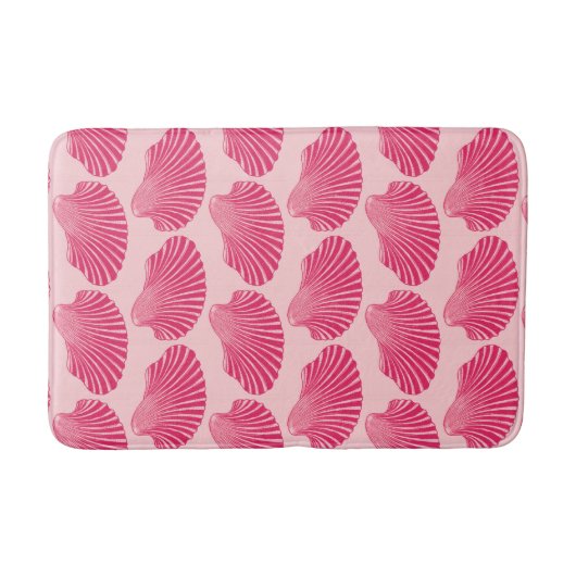 Scallop Shell Block Print, Fuchsia and Bleek Pink Badmat (Voorkant)