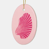 Scallop Shell Block Print, Fuchsia and Bleek Pink Keramisch Ornament (Links)