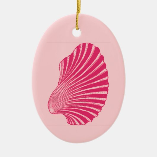 Scallop Shell Block Print, Fuchsia and Bleek Pink Keramisch Ornament (Voorkant)