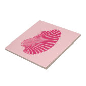Scallop Shell Block Print, Fuchsia and Bleek Pink Tegeltje (Zijkant)