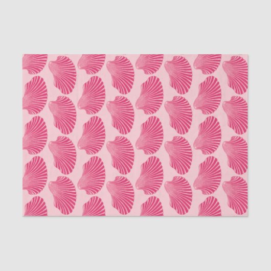 Scallop Shell Block Print, Fuchsia and Bleek Pink Tissuepapier (Voorkant)