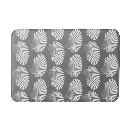Scallop Shell Block Print, grijs / grijs en wit Badmat (Voorkant)