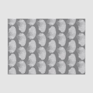Scallop Shell Block Print, grijs / grijs en wit Tissuepapier