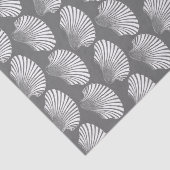 Scallop Shell Block Print, grijs / grijs en wit Tissuepapier (Detail)