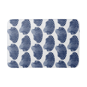 Scallop Shell Block Print, Indigo and White Badmat