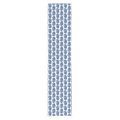 Scallop Shell Block Print, Indigo and White Korte Tafelloper (Voorkant)