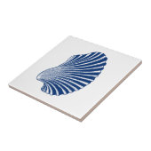 Scallop Shell Block Print, Indigo and White Tegeltje (Zijkant)