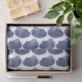 Scallop Shell Block Print, Indigo and White Tissuepapier (Geschenk)