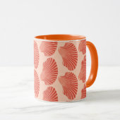 Scallop Shell Block Print, Light Coral Oranje Mok (Voorkant rechts)