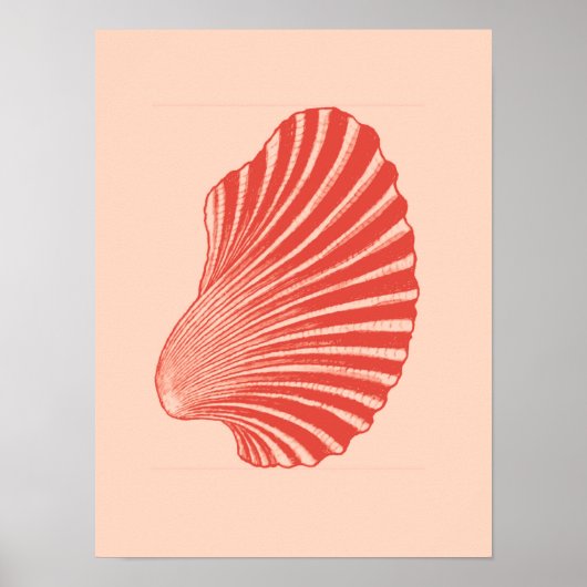 Scallop Shell Block Print, Light Coral Oranje Poster (Voorkant)