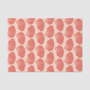 Scallop Shell Block Print, Light Coral Oranje Tissuepapier