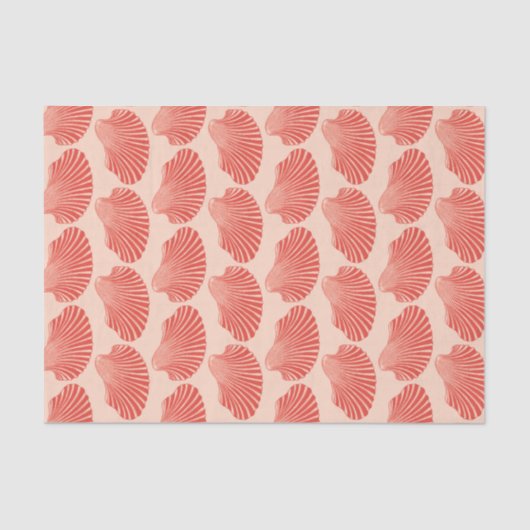 Scallop Shell Block Print, Light Coral Oranje Tissuepapier (Voorkant)