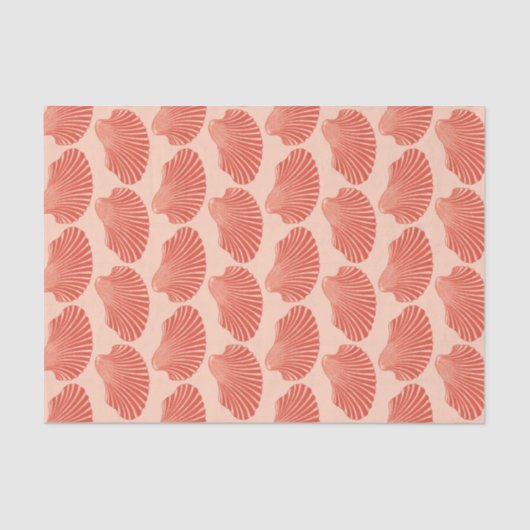 Scallop Shell Block Print, Light Coral Oranje Tissuepapier (Voorkant)