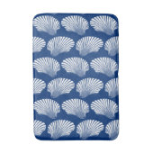 Scallop Shell Block Print, Navy Blue en White Badmat (Voorkant Verticaal)