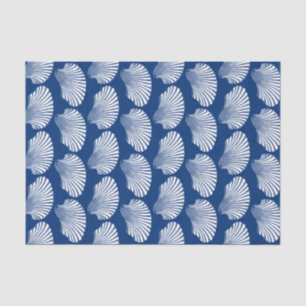 Scallop Shell Block Print, Navy Blue en White Tissuepapier