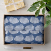 Scallop Shell Block Print, Navy Blue en White Tissuepapier (Geschenk)