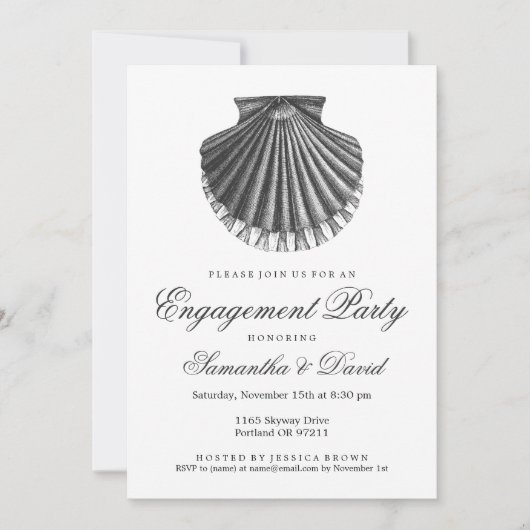 Scallop Shell-houtskool van de Beach Engagement Pa Kaart (Voorkant)